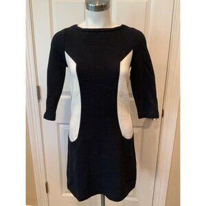 Boden Black & White Color Block Rib Knit Dress, Size 2R